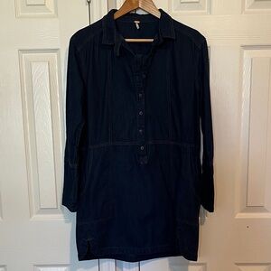 Free People Dark Denim Long Sleeve Dress